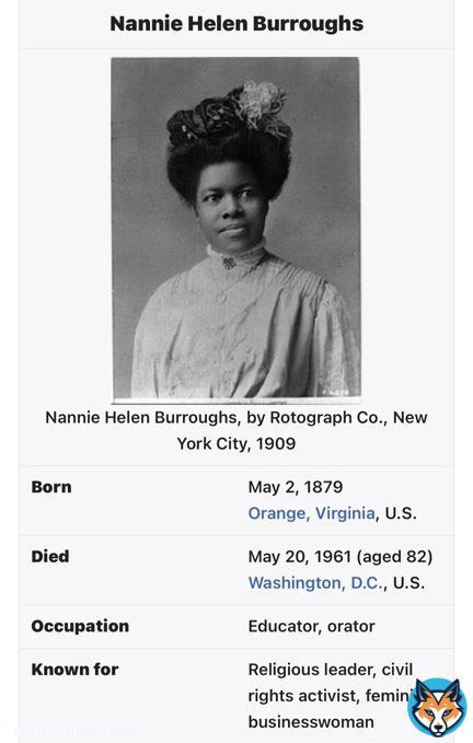 Nannie Burroughs was an educator, activist, and feminist who stressed women&rsquo;s self-reliance and economic freedom.   She saw voting as a crucial tool of empowerment.   She was committed to educating Black women, founding the  National Training School for Women and Girls in 1909&hellip;Show more