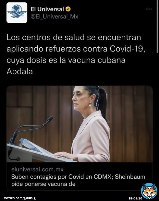 Ahora que hay una nueva alza de casos de Covid, @Claudiashein los invita a ponerse la vacuna Abdal&aacute; (no aprobada por la OMS) porque es la &uacute;nica que compraron para financiar a la dictadura cubana.   &iquest;Qui&eacute;n dice &ldquo;yo &rdquo;?