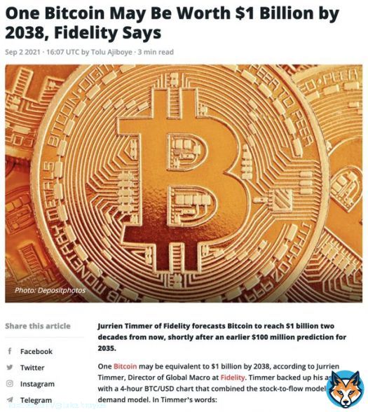 $1 billion #Bitcoin...  Fidelity's @TimmerFidelity thinks #BTC could reach $1 billion by 2038, or 15 years from today.  This would make one sat worth $10.  Who knows if 2038 will be right... However if #Bitcoin thesis is correct there is no logical cconversation rate for USD.