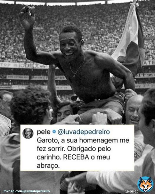 Eu nunca vou esquecer do senhor, eu tive a honra de fazer voc&ecirc; sorrir um pouco...Obrigado por tudo que fez pelo futebol Rei. Voc&ecirc; me ensinou a amar o futebol e a amar os brasileiros...Agora receba meus sentimentos ETERNO REI!!