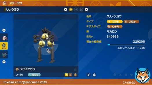 毎日色違いパラドックス配布1日目！ 水曜日の最初に飾るのはスナノケガワ  参加方法 \u2460フォロー(@macaron_0151 ) \u2461このツイートをRT  締切本日23時59分まで！  #ポケモンSV #ポケモン配布  #ポケモン交換