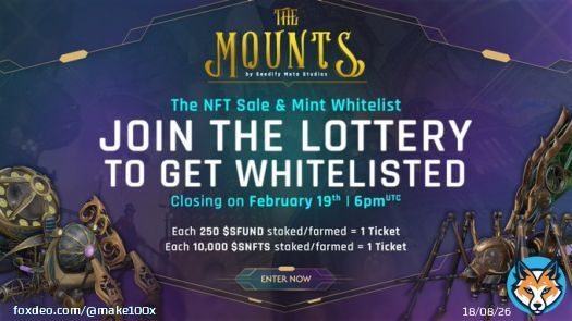 Take part in The Mounts lottery today to get whitelisted   Closing today 6pm UTC   #Crypto #NFTs #Metaverse #Web3gaming #MetaverseNFT #Bitcoin #Binance #Web3