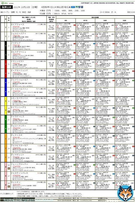 #万萬\u2606Chan #レース資料 #菊花賞 #アスクビクターモア #第83回 #2022年 #G1 #サイン出馬表