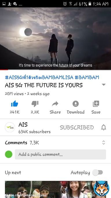 @BamBam1A  AIS ads with #LISA reach 20M views in YouTube. BamLisa did that.  #AIS5Gที่1ตัวจริงxBAMBAMLISA  #ais5gxbambamlisa