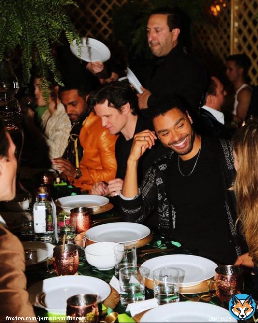 Matt Smith and friends attending the Vas J Morgan and Michael Braun Oscar Dinner in Los Angeles.  #MattSmith