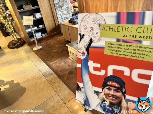 Toast with the most!  They&rsquo;re celebrating @MikaelaShiffrin and her historic 83rd. World Cup win at the Westin Riverfront in Avon where Shiffrin works out. #9News
