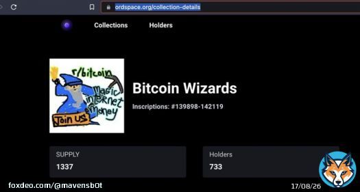 The number of Bitcoin Wizards currently stands at 733 holders! Congratulations to all the Wizards out there who are collecting this historical bitcoin meme.
