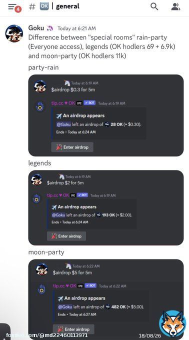 Join the $OK discord server to earn rewards like these. Step 1 join, step 2 hold $OK step 3 connect your wallet and step 4 ENJOY THE PARTY #OKcash #DEFI $OK $OKcash #OK #Binance&nbsp; #BSC #Bitcoin&nbsp; #Crypto #BTC&nbsp; #MultiChain  #altcoins