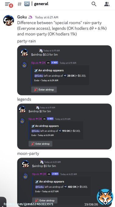 Join the $OK discord server to earn rewards like these. Step 1 join, step 2 hold $OK step 3 connect your wallet and step 4 ENJOY THE PARTY #OKcash #DEFI $OK $OKcash #OK #Binance&nbsp; #BSC #Bitcoin&nbsp; #Crypto #BTC&nbsp; #MultiChain  #altcoins