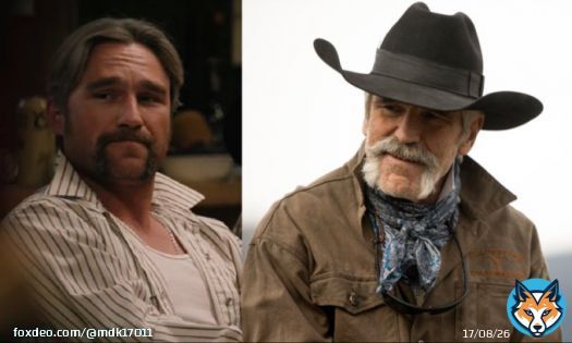 #YellowstoneTV  They got the real life son of Forrie J Smith, Forrest J. Smith, to play the young version of his character Lloyd. Good casting. He looks just like him.