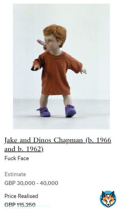Do you know about Salma Hayek&rsquo;s husband, CEO of Balenciaga&rsquo;s parent company Kering, Francois Henri-Pinault, who also owns Christie&rsquo;s Auction house. They showcased some &ldquo;ART&rdquo; by Dinos & Jake Chapman.   The entire world has gone fricken mad
