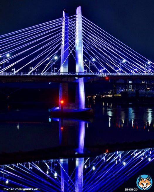 MONDAY PURPLE&hellip; a little color in downtown #Portland on a rainy, dreary #Monday provided by the @TilikumCrossing Bridge.  Have a safe day and be good #LiveOnK2 #MondayMotivaton #purple