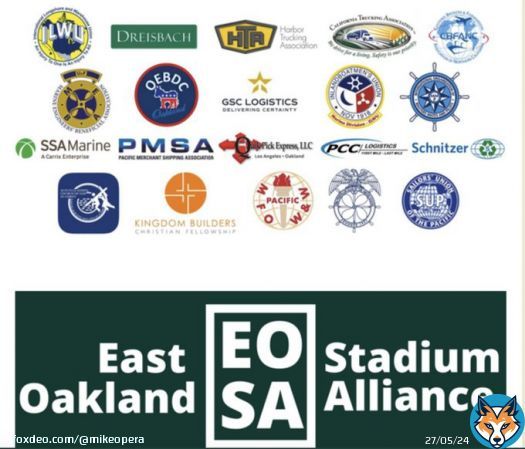 Ever wonder where 'EAST OAKLAND' Stadium Alliance members are located? SSA (Seattle), Harbor Trucking (Long Beach), CA Trucking (Sacramento), Inland Boatman and Sailors' Union (both SF), Schnitzer (Portland), CBFANC (Alameda) & Quik Pick (Carson,on, CA) @CDeBenedetti #HowardTerminal