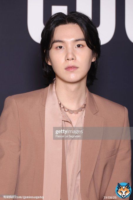 [#SugaHQ_Update] SUGA at the Valentino Haute Couture show via getty images (1)   #SUGAxValentinoCouture HAUTE COUTURE WITH SUGA