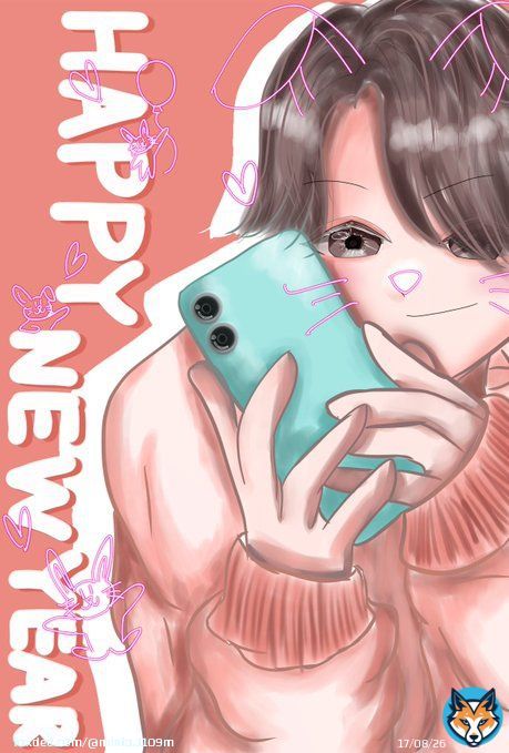 happy new year！  #イラスト #イラスト好きさんと繋がりたい #デジタルイラスト #イラスト練習中 #創作 #創作イラスト #創作男子 #男の子 #うさぎ #卯年 #ハッピーニューイヤー