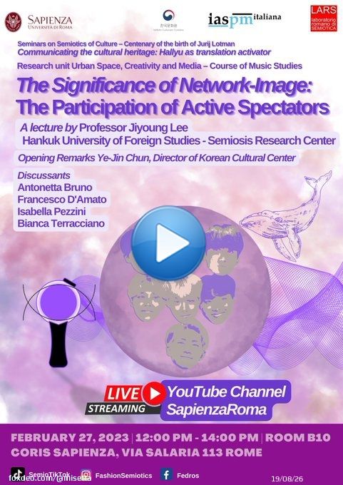 #SaveTheDate  @JeeLee06767883's Lecture &nbsp;The Significance of Network Image - The Participation of Active Spectator  @CorisSapienza &nbsp;February 27, 12-14  Live streaming   #BTS #BTSArmy