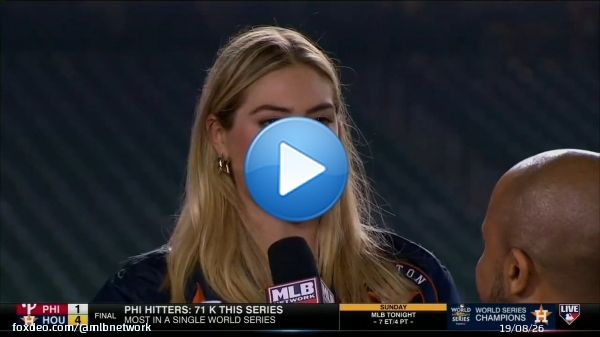 'He is the most positive person I've ever met.' - @KateUpton on @JustinVerlander    #MLBTonight | #WorldSeries | @astros