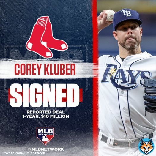 Same division, new club for Corey Kluber!  The 2x Cy Young winner is reportedly in agreement on a 1-year deal with the Boston #RedSox.