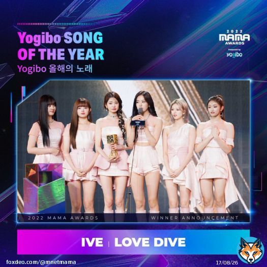 [#2022MAMA] Yogibo Song of the Year #ive @IVEstarship #LOVEDIVE  We proudly present the Great Winner of 2022 MAMA AWARDS!   World&rsquo;s No.1 K-POP Awards 2022 MAMA AWARDS  #MAMAAWARDS #2022MAMAAWARDS