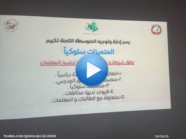 #يحدث_الآن تفعيل برنامج تعزيز السلوك الإيجابي  حيث تم تكريم الطالبات المتميزات سلوكياً للفصل الدراسي الثاني للعام 1444هـ ،(نفخر بوجود نجمات في المتوسطة الثامنة و الشكر موصول لأسرهن للحرص والمتابعة -التوجية الطلابي) #وزارة_التعليم