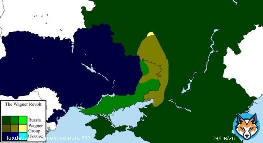 昨日から続いていた、ロシア、ワグネルの反乱を地図化したもの。 対ウクライナ戦線の真後ろをワグネルの部隊が占拠した感じですね。このまま続いたら、ウクライナ侵攻軍は兵站が崩壊していたかもしれません。 こう見ると、ロシア政府側が早急に手打ちにしようとした理由がわかる気もします。