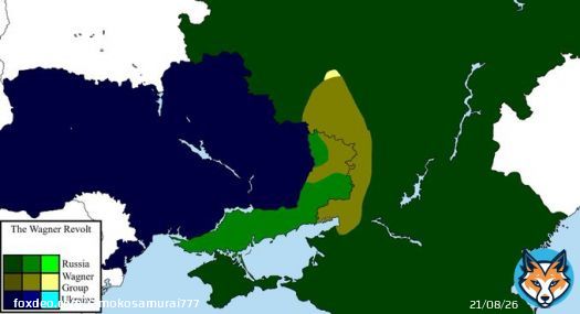 昨日から続いていた、ロシア、ワグネルの反乱を地図化したもの。 対ウクライナ戦線の真後ろをワグネルの部隊が占拠した感じですね。このまま続いたら、ウクライナ侵攻軍は兵站が崩壊していたかもしれません。 こう見ると、ロシア政府側が早急に手打ちにしようとした理由がわかる気もします。