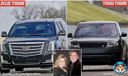 Todd Chrisley hides his face with a pillow as he and wife Julie report to federal prisons 650 miles apart to begin their combined 19-year sentences for tax evasion and fraud.