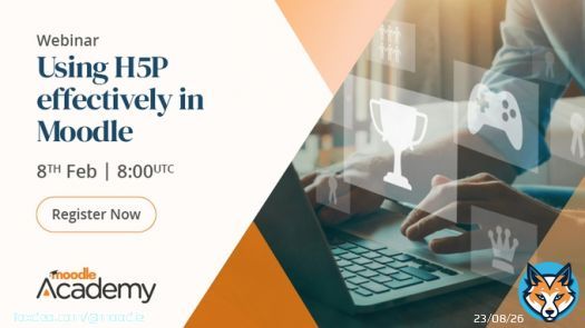 Free webinar on tomorrow, Wednesday 8 February, at 8:00 UTC! 'Using H5P effectively in Moodle'. The link to register on Moodle Academy is:  #Moodle