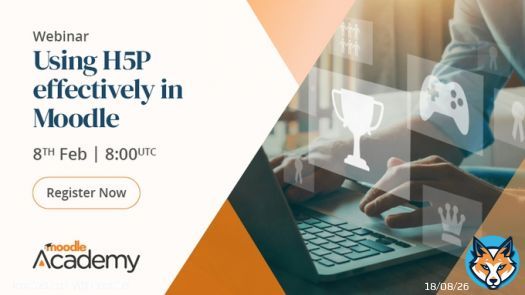 Free webinar on tomorrow, Wednesday 8 February, at 8:00 UTC! 'Using H5P effectively in Moodle'. The link to register on Moodle Academy is: #Moodle