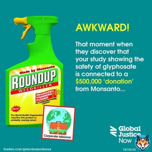 NOTHING AT ALL dodgy about this #Monsanto donation connected to a new #Glyphosate study