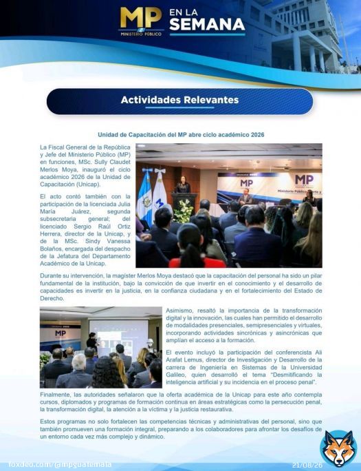 #MPenLaSemana Te presentamos un resumen semanal de las noticias más relevantes. Mantente informado sobre los avances en investigaciones, operativos y otras acciones importantes llevadas a cabo por el Ministerio Público. #MPfuerteYfirme