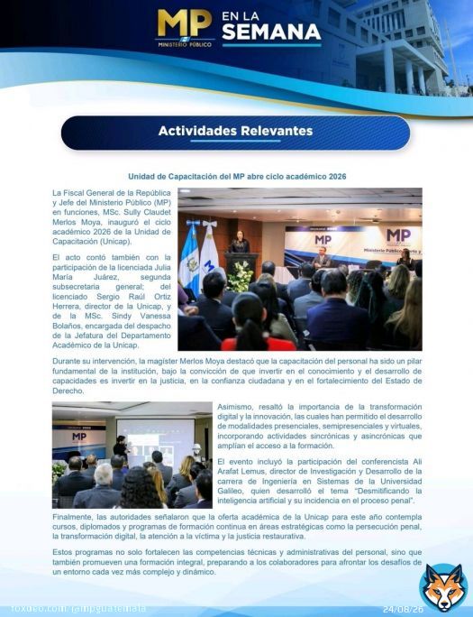 #MPenLaSemana Te presentamos un resumen semanal de las noticias más relevantes. Mantente informado sobre los avances en investigaciones, operativos y otras acciones importantes llevadas a cabo por el Ministerio Público. #MPfuerteYfirme