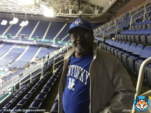 @KentuckyMBB My father, Thomas Pounds, finally got to see his favorite college basketball team, The Kentucky Wildcats, in person today! We drove down from VA to Greensboro. So happy for him! #GoBigBlue