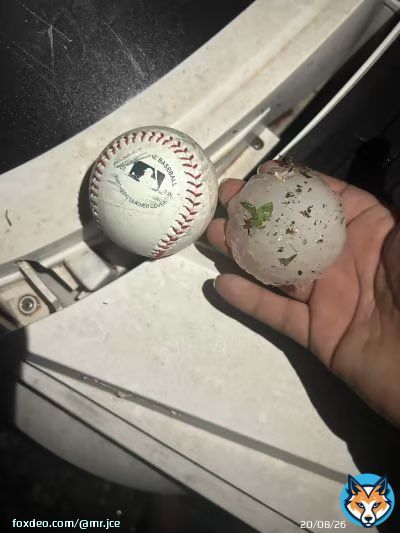 SPOTTED BASEBALL-SIZED HAIL!  Wow. Large hail fell overnight outside of San Antonio. Cars and homes were damaged, according to the National Weather Service.   In the Austin area we&rsquo;re expecting severe weather tonight.     Dilley, Texas   : Hector E