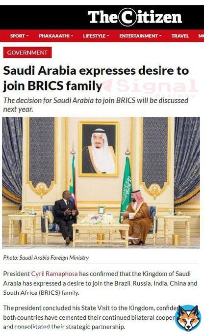 Саудовская Аравия выразила желание присоединиться к БРИКС, заявил президент ЮАР Сирил Рамафоса... ))) @katMotja