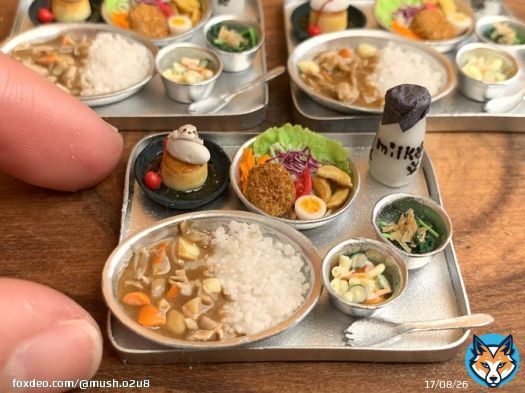 #カレーの日 昨年作った ミニチュアカレーメニューをどうぞ ・大人の給食風セット ・オムカレー ・スパイスカレー（2種類）