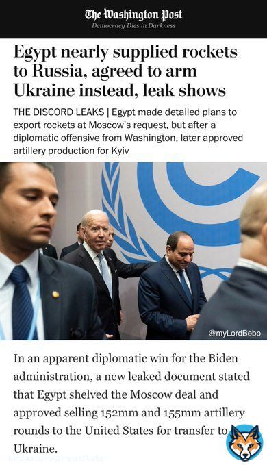 &ldquo;Egypt paused a plan to secretly supply rockets to Russia and instead decided to produce artillery ammunition for Ukraine, according to five leaked US intelligence documents that have not been previously reported.&rdquo; -> So they will keep&ldquo;finding previously not reported documents&rdquo;?