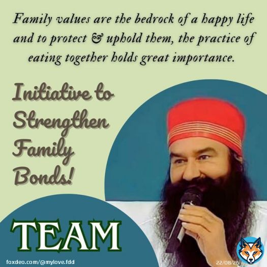 Family time is a happy time but today's life is so dull and busy. So Baba #RamRahim has initiated TEAM Campaign to encourage masses that they should eat a meal with family members it will give them joy & feeling of togetherness Ram Rahim social rreformer  Dera Sacha Sauda राम रहीम