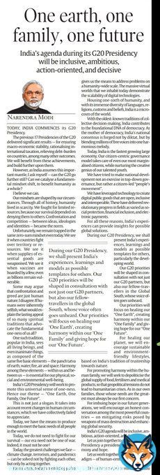Under leadership of Hon. PM Shri @narendramodi Ji, India is shaping new paradigms of human centric globalisation encompassing the generous and sublime spirit of 'Vasudhaiva Kutumbakam'.  G-20 presidency is a clear proof of this.  #G20India
