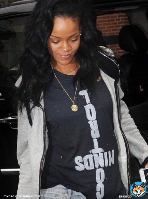 Riri wears a &lsquo;Control Minds&rsquo; t-shirt in an upside-down cross. Satanic Energy must continue to show itself in the open &mdash; with all RED being their theme color.   @drue86