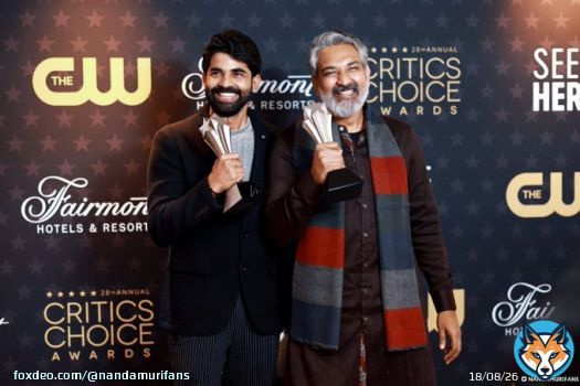 #RRRMovie - Winners of the Best Foreign Language Film at 28th Annual Critics Choice Awards held at Fairmont Century Plaza on January 15, 2023 in Los Angeles, California. @CriticsChoice  @tarak9999 @RRRMovie @ssrajamouli @ssk1122