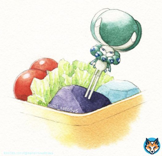 【ファンアート】 先日初めてバドレックスを見た母の「最近はお弁当のピックみたいなポケモンがいるのね〜」がツボだったので描いてしまった