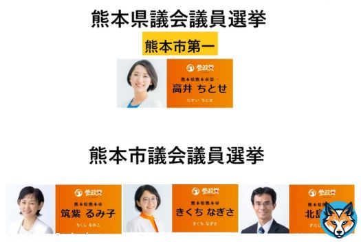 熊本県も選挙前半戦始まってます！#参政党 は #高井ちとせ さんをはじめ４人が選挙中！ 4月9日(日)投開票  【熊本県議会議員選挙】 熊本県熊本市第一　#高井ちとせ  【熊本市議会議員選挙】 #筑紫るみ子 #きくちなぎさ #北島佑 #北島ゆう  #熊本県議選 #熊本市議選 #くまもん #黒川温泉 #阿蘇 #TSMC