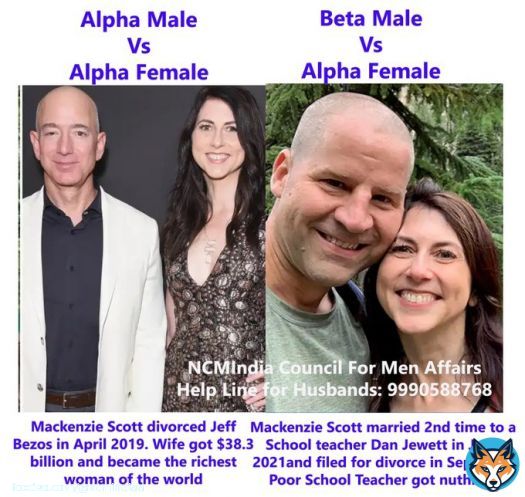 Alpha Male Vs Alpha Female Vs Beta Male 1. #MackenzieScott divorced @JeffBezos in April 2019. She got $38.3 billion and became the richest woman of the world. 2. Mackenzie Scott married for the second time to Dan Jewett in June 2021. Dan was the Science teacher of Scott's&hellip;