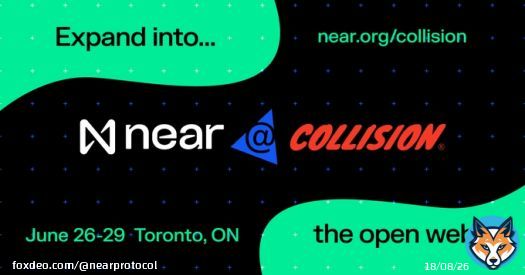 The #NEAR Foundation is excited to showcase how easy it is to build on #NEAR at @CollisionHQ.     With the Blockchain Operating System, you can create innovative dApps in no time at all  Heading to Toronto for the big event? Details below: