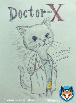 猫界のドクターX、大門未知子　 群れを嫌い、権威を嫌い、束縛を嫌い、専門医のライセンスと叩き上げのスキルだけが彼女の武器カッコいいです #イラスト　#アナログイラスト　#ドクターX #岸部一徳  #猫イラスト　#米倉涼子