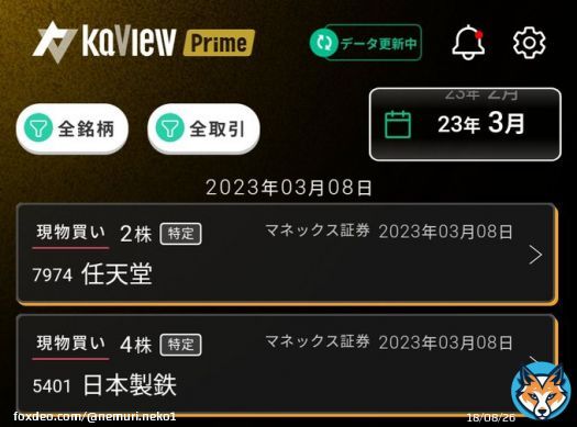 今日のワン株モバ株 7974 任天堂 2株 5401 日本製鉄 4株 3196 ホットランド 8株 日経平均株価は+135.03円の上げで買いずらい相場となりましたが、今日もコツコツ配当金と優待狙いで買いました #ワン株 #モバ株 #投資家さんと繋がりたい