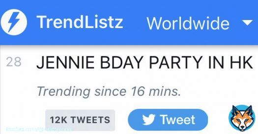 230115 #JENNIE is now trending WORLDWIDE at #28 (+7) - JENNIE BDAY PARTY IN HK