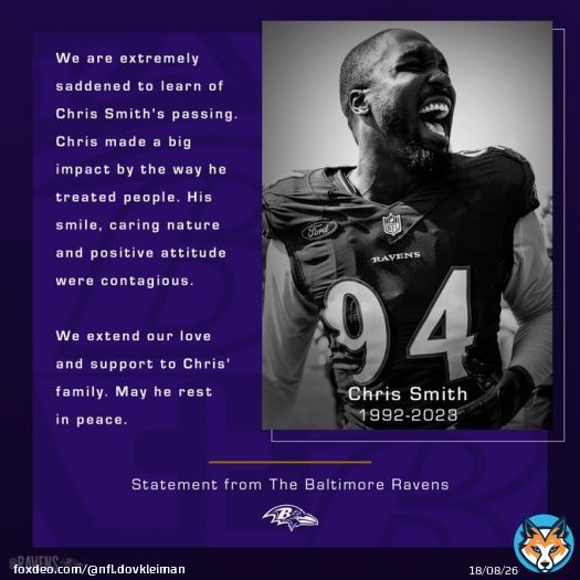Statement from the #Ravens about the passing of Chris Smith.