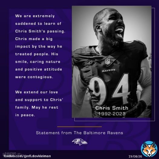 Statement from the #Ravens about the passing of Chris Smith.